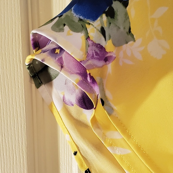 CJ Banks Dress - Plus Size 2x, Midi, Yellow, Foral - Picture 7 of 8